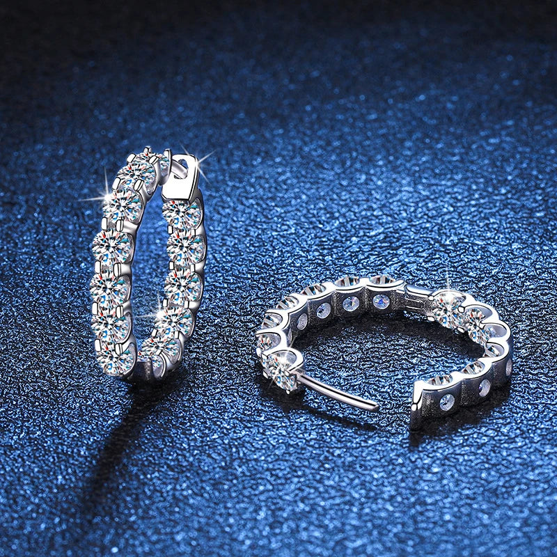 2.6 Carat Moissanite Gold Plated Hoop Earrings - Anniversary Gift