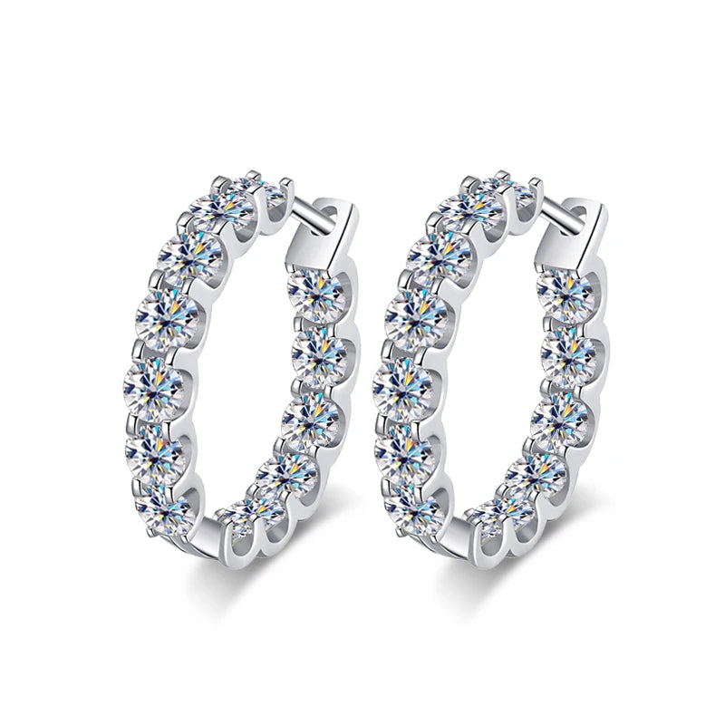 2.6 Carat Moissanite Gold Plated Hoop Earrings - Anniversary Gift