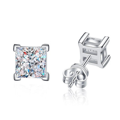 Square Shape 2 CT Moissanite Stud Earrings - Gift for Her