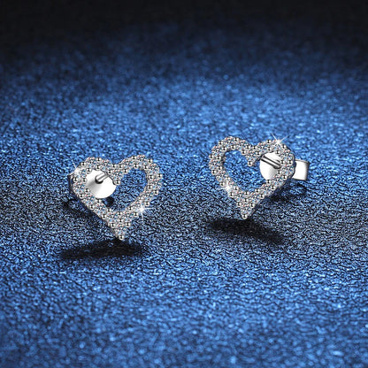 Heart Shape Moissanite Stud Earrings - Valentine's Day Gift