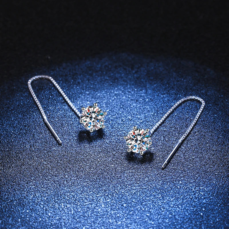 Moissanite White Gold Plated Drop Earrings