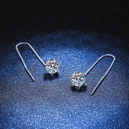 Moissanite White Gold Plated Drop Earrings