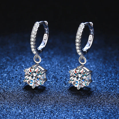 Moissanite Diamond White Gold Plated Drop Earrings