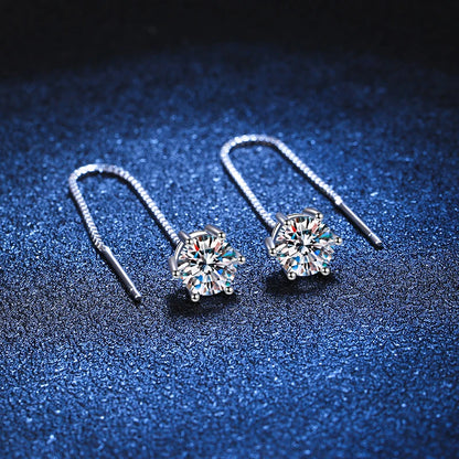 Moissanite White Gold Plated Drop Earrings