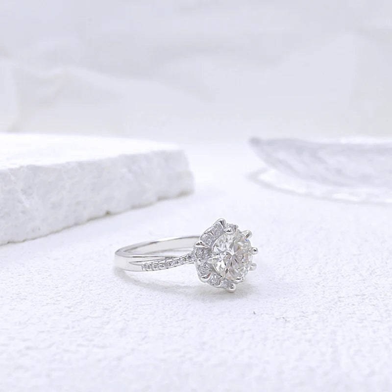 1CT Moissanite White Gold Plated Engagement Ring