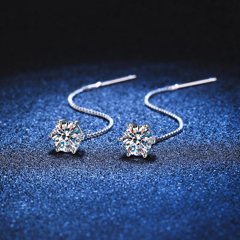 Moissanite White Gold Plated Drop Earrings