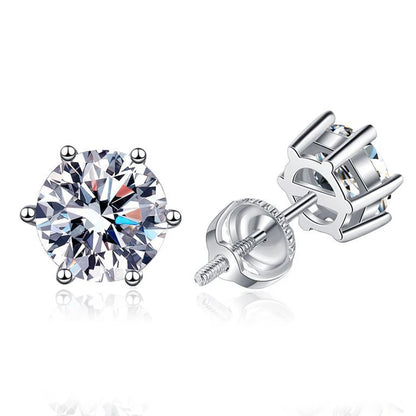 White Gold Plated Moissanite Stud Earrings