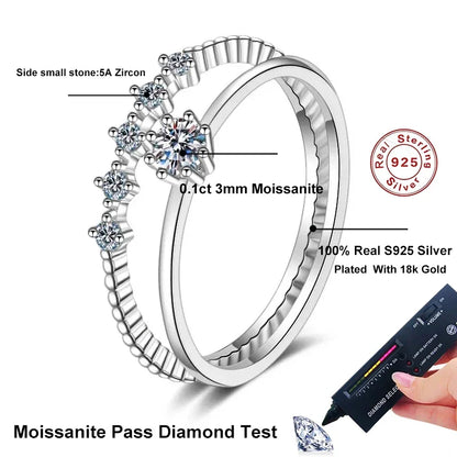 18K White Gold Plated Moissanite 2-Piece Ring Set