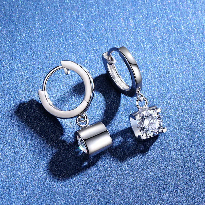 Moissanite White Gold Plated Charm Drop Earrings