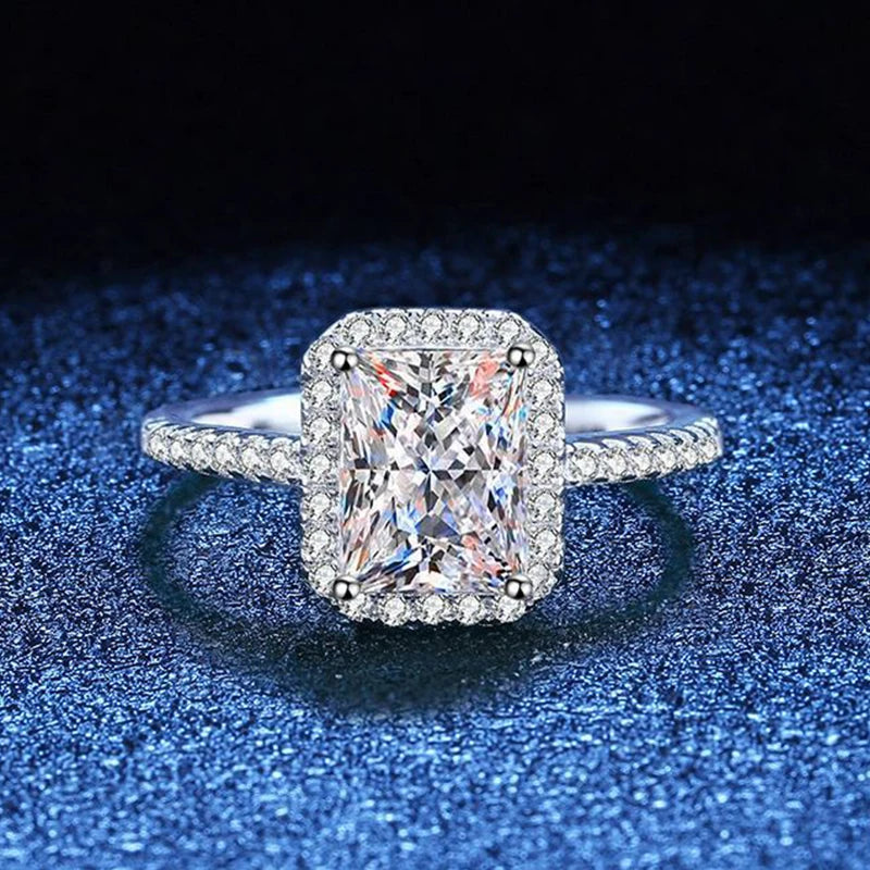 2 Carat Emerald Radiant Cut Moissanite 18KGold Plated Ring