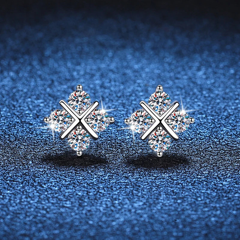 Square Shape Moissanite Stud Earrings