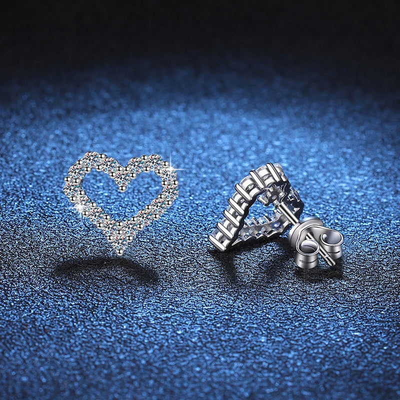 Heart Shape Moissanite Stud Earrings - Valentine's Day Gift