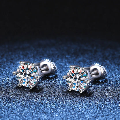 White Gold Plated Moissanite Stud Earrings