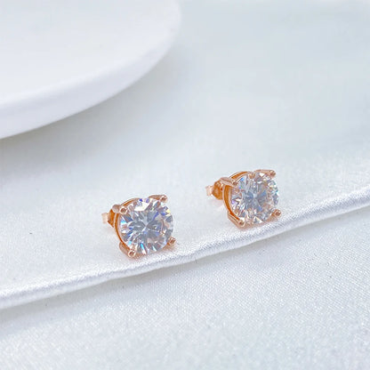 18k Gold Plated Round Shape Moissanite Stud Earrings