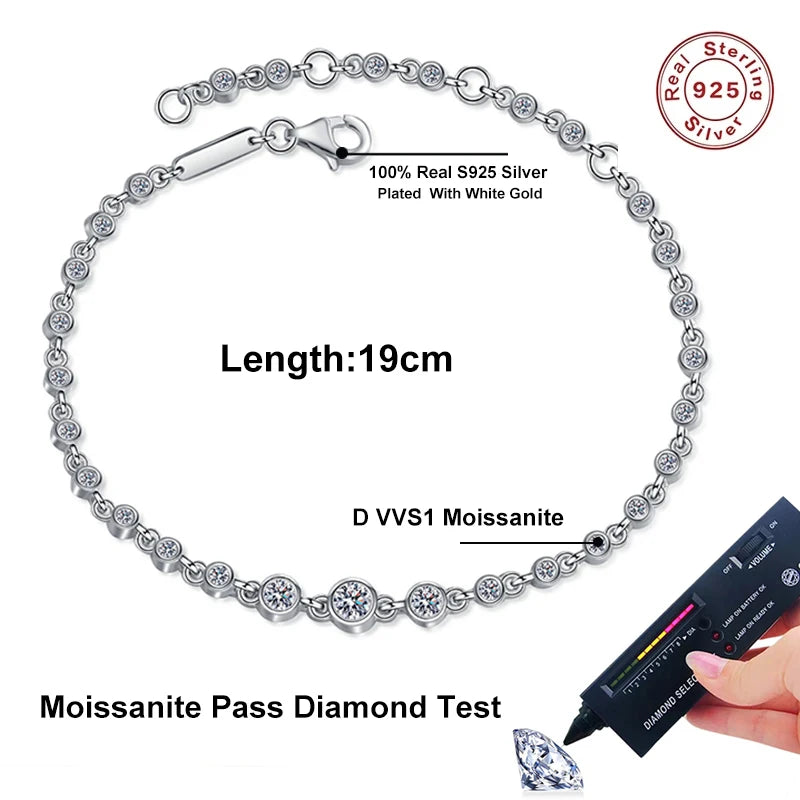 18K Gold Plated Round Shape Moissanite Diamond Bracelet